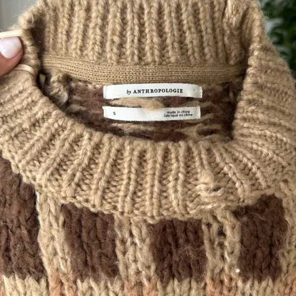 Anthropologie Brown and Tan Patterned Sweater - Picture 6 of 7